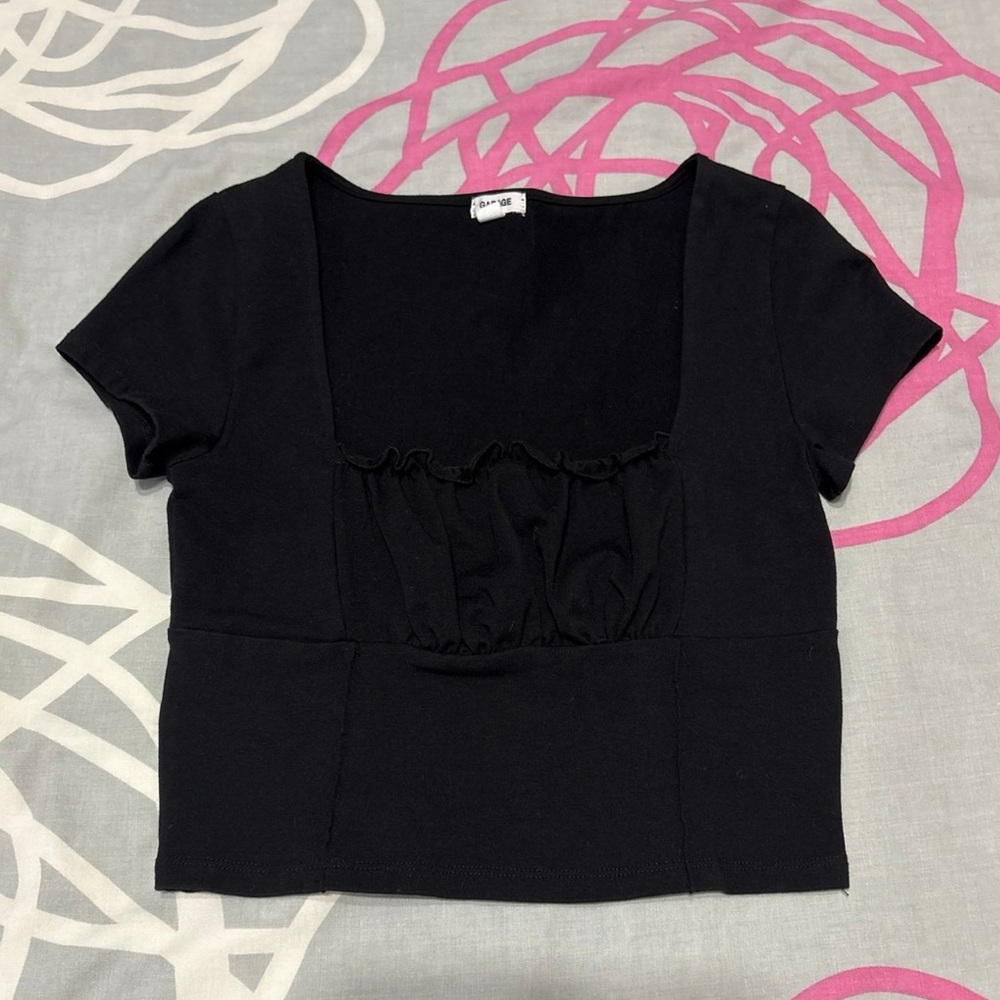 Garage Black Ruched Crop Top - Picture 3 of 7